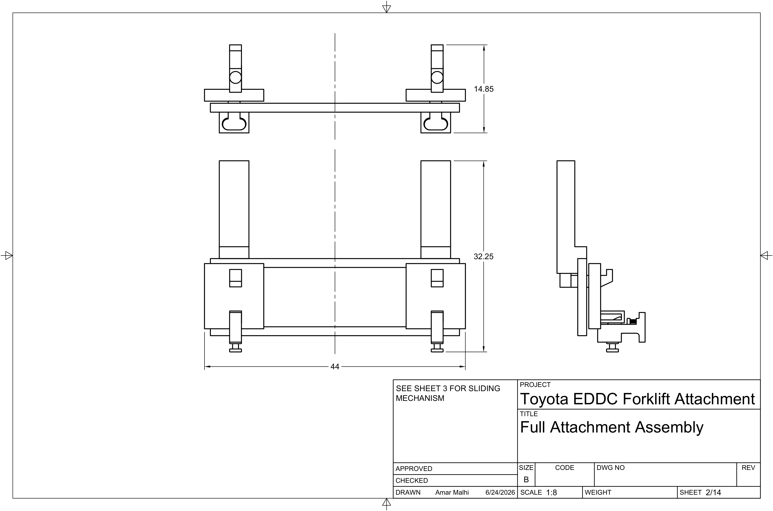 Full Attachment Assembly — Dimensions — engineering drawing FA-SHT-002