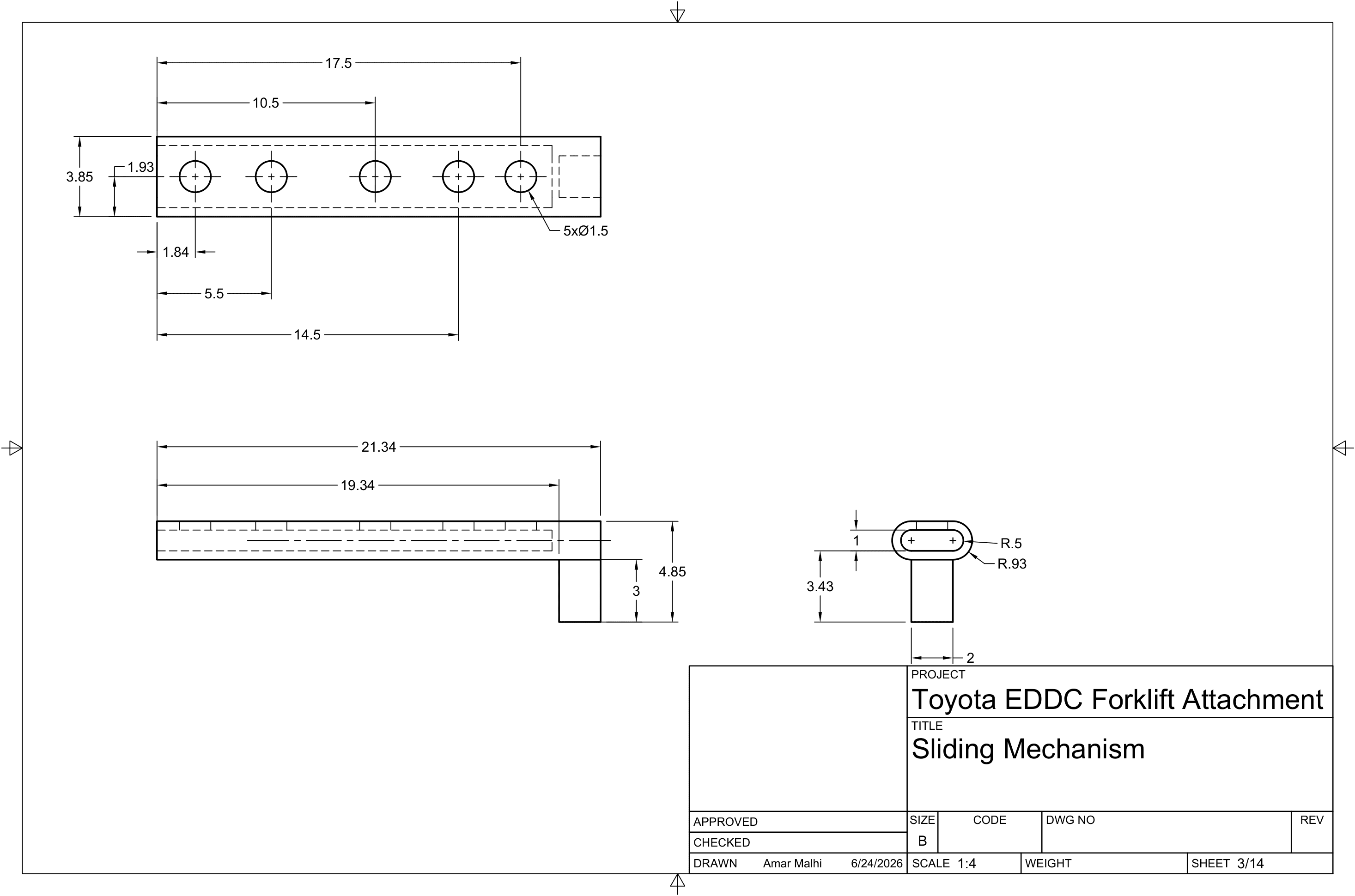 Sliding Mechanism — engineering drawing FA-SHT-003