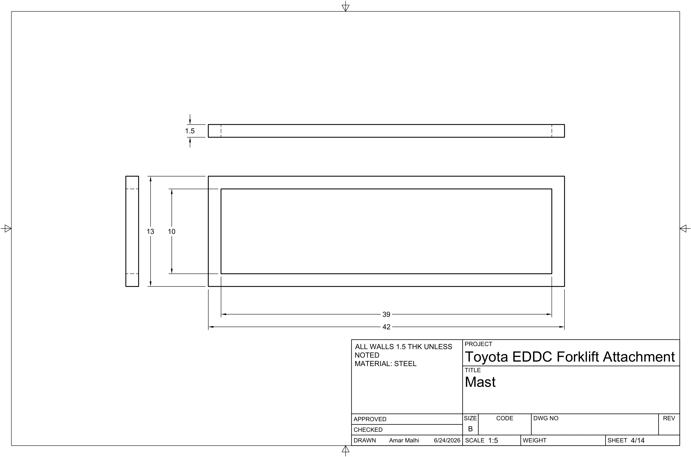 Mast — engineering drawing FA-SHT-004