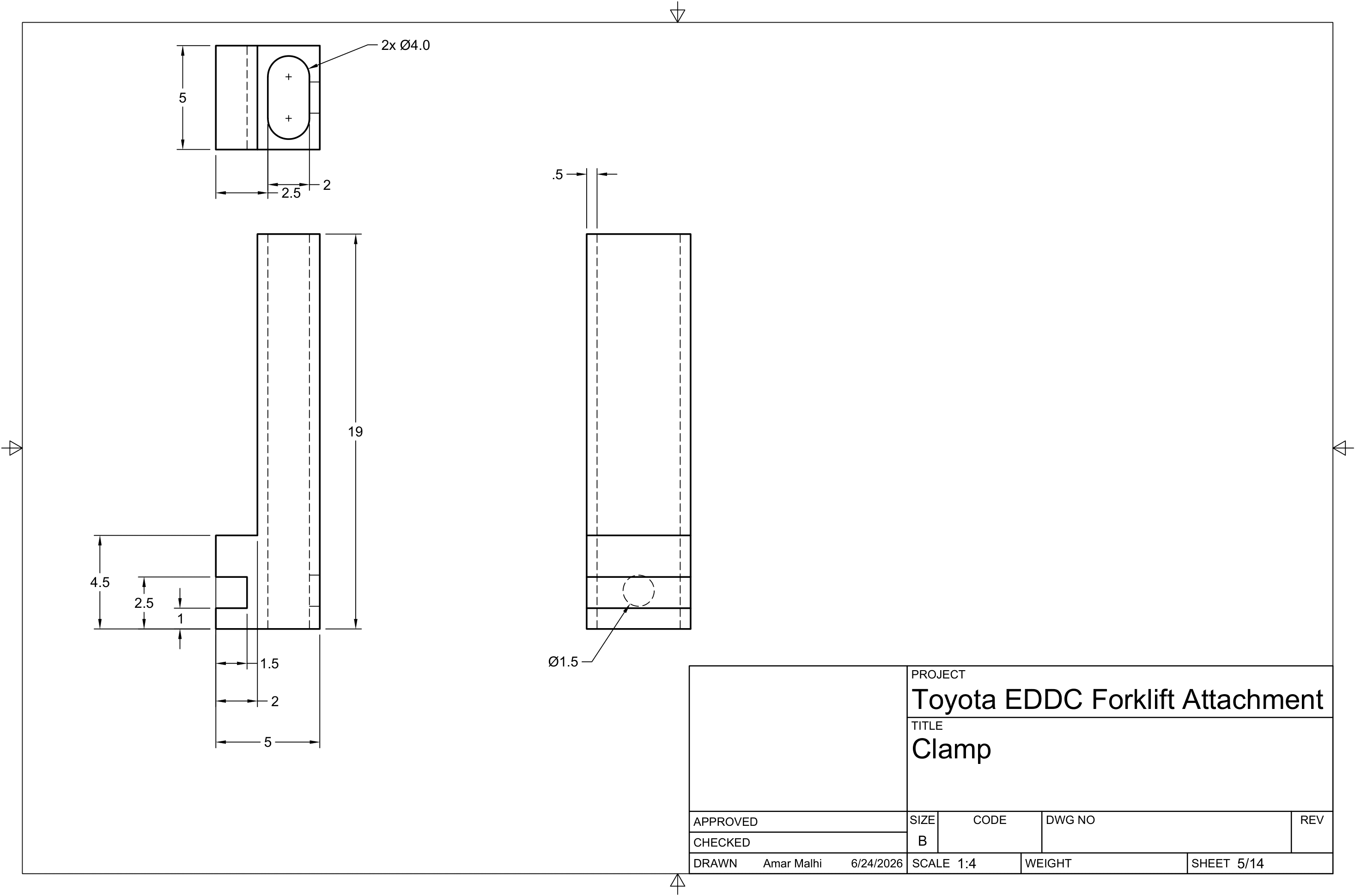 Clamp — engineering drawing FA-SHT-005