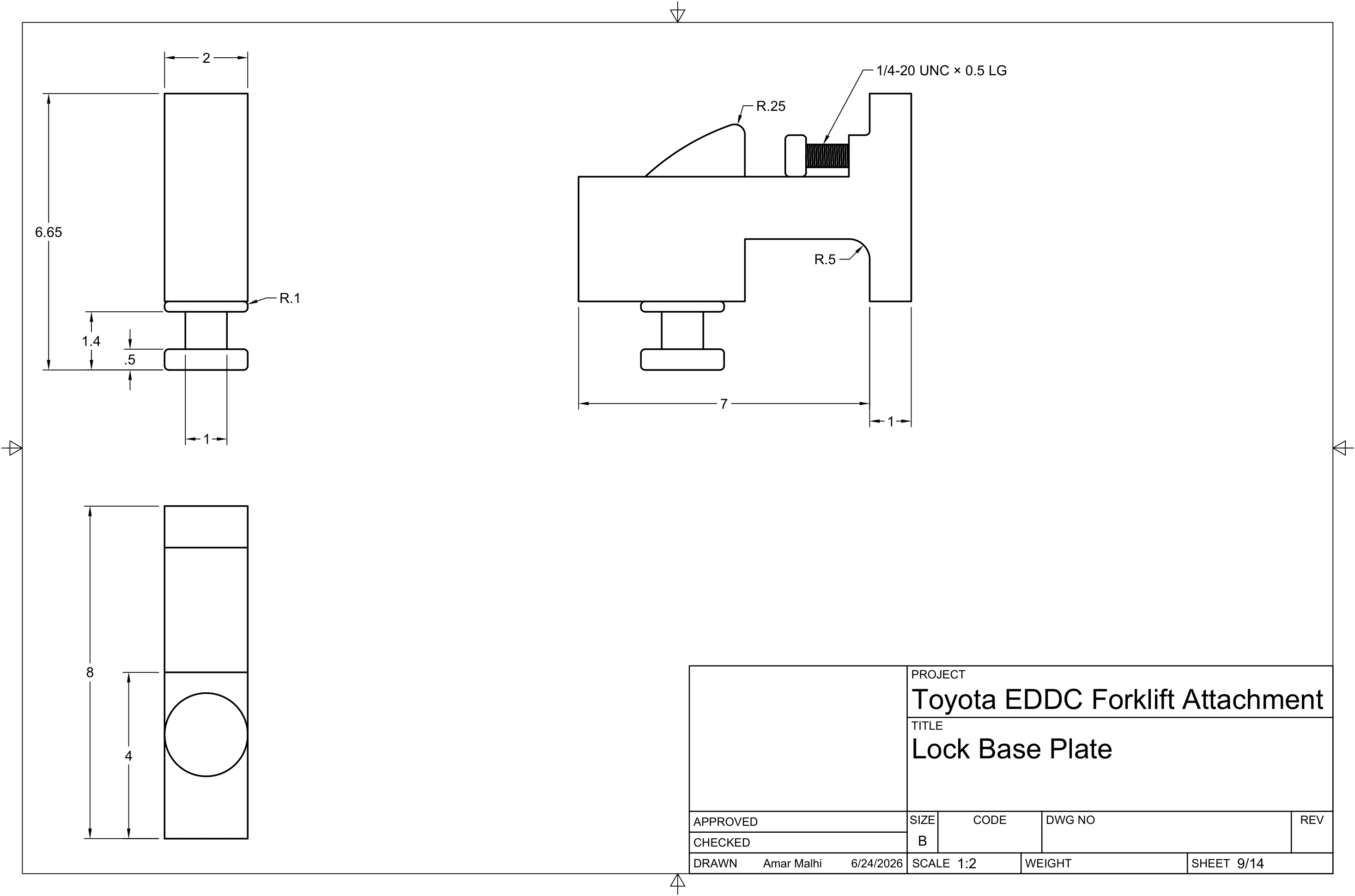 Lock Base Plate — engineering drawing FA-SHT-009