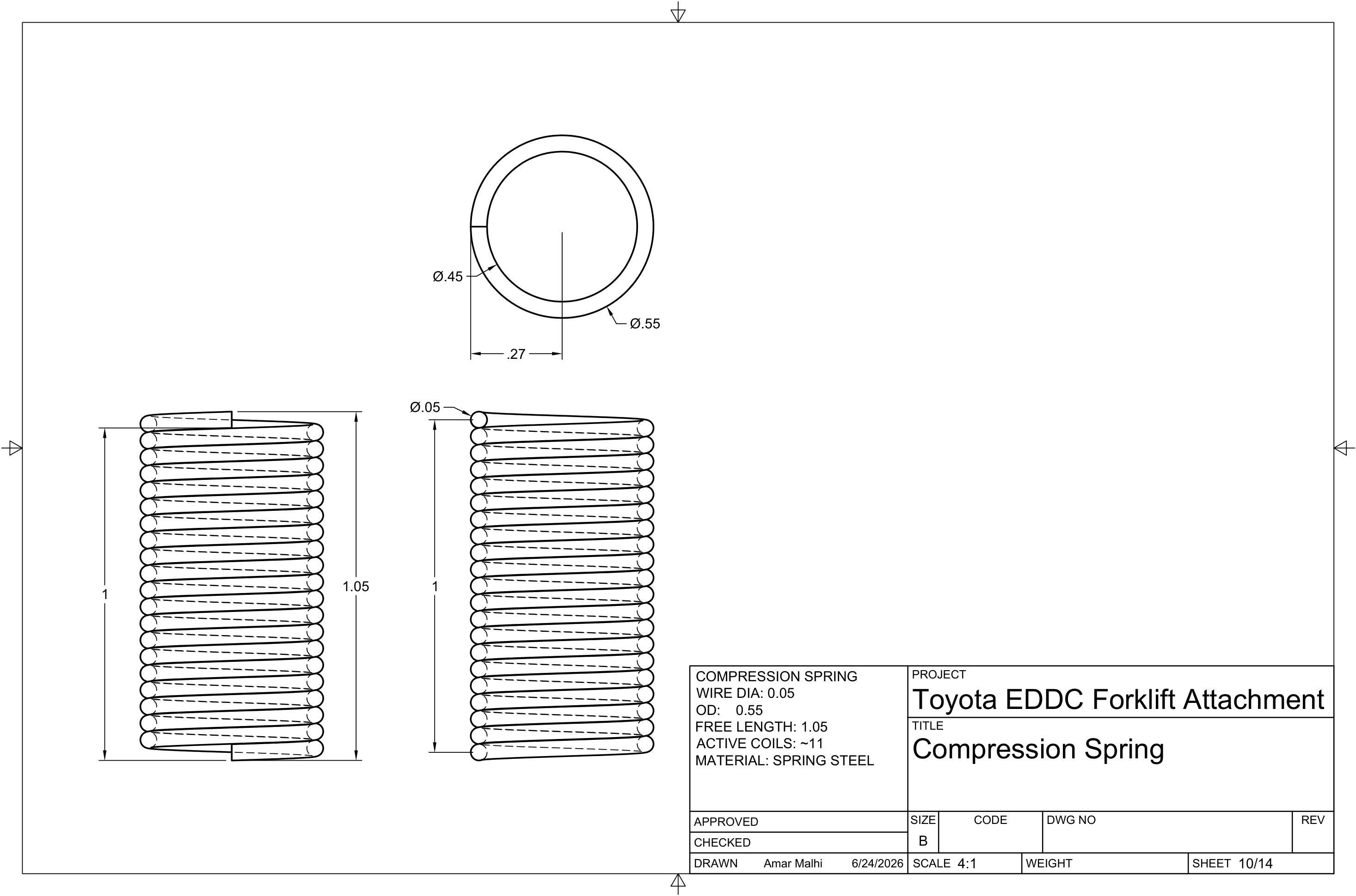 Compression Spring — engineering drawing FA-SHT-010