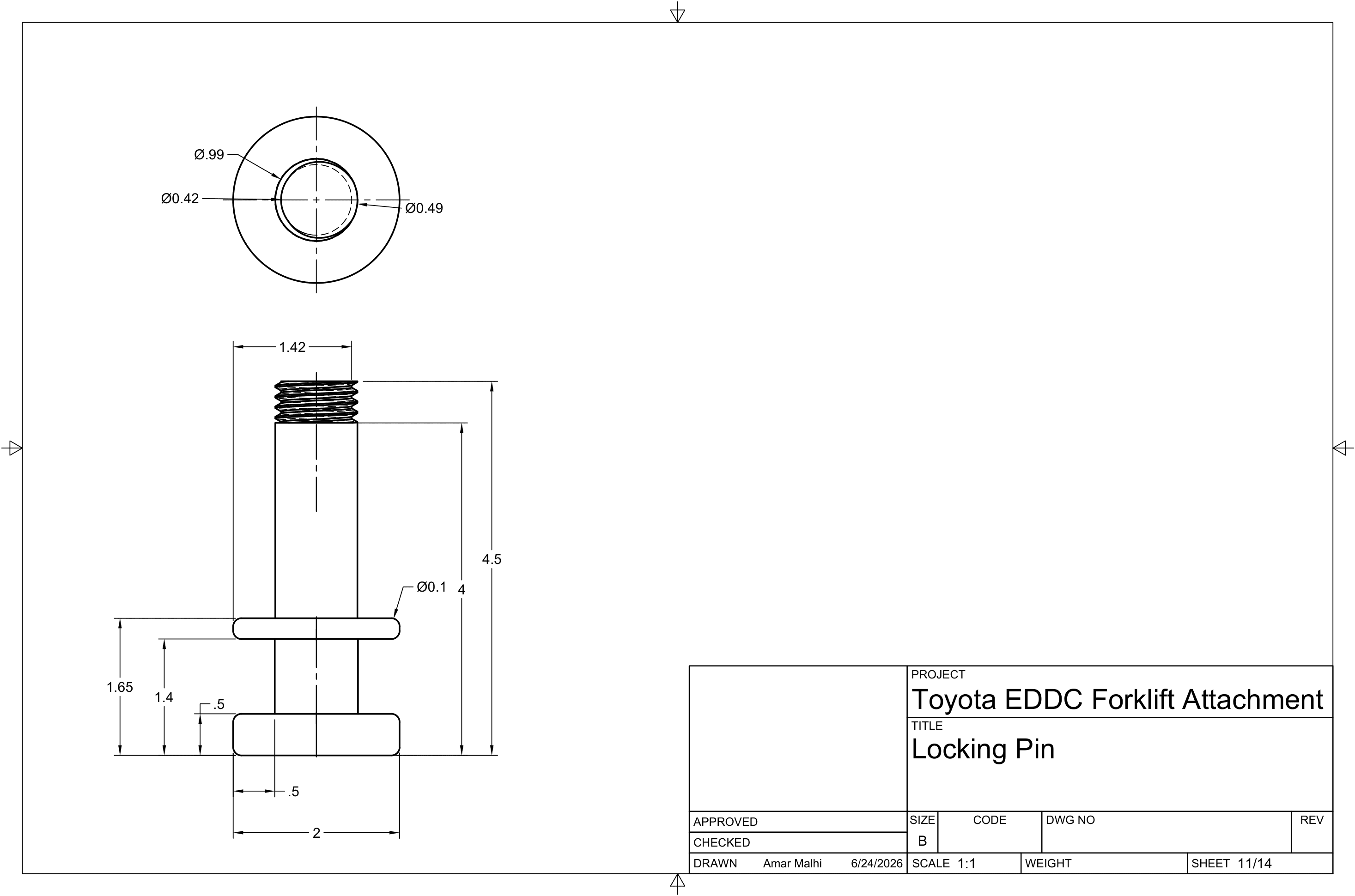Locking Pin — engineering drawing FA-SHT-011