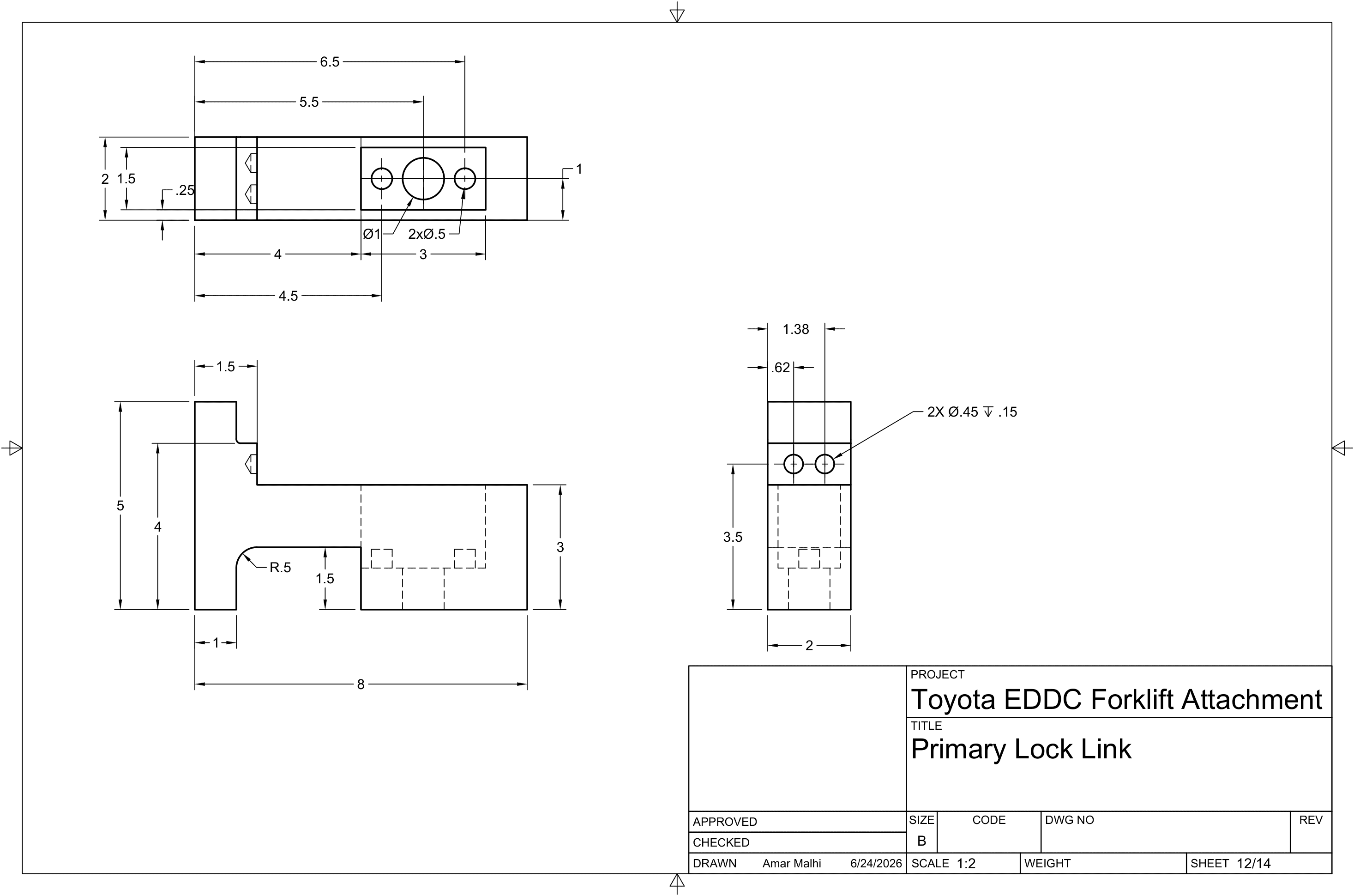 Primary Lock Link — engineering drawing FA-SHT-012