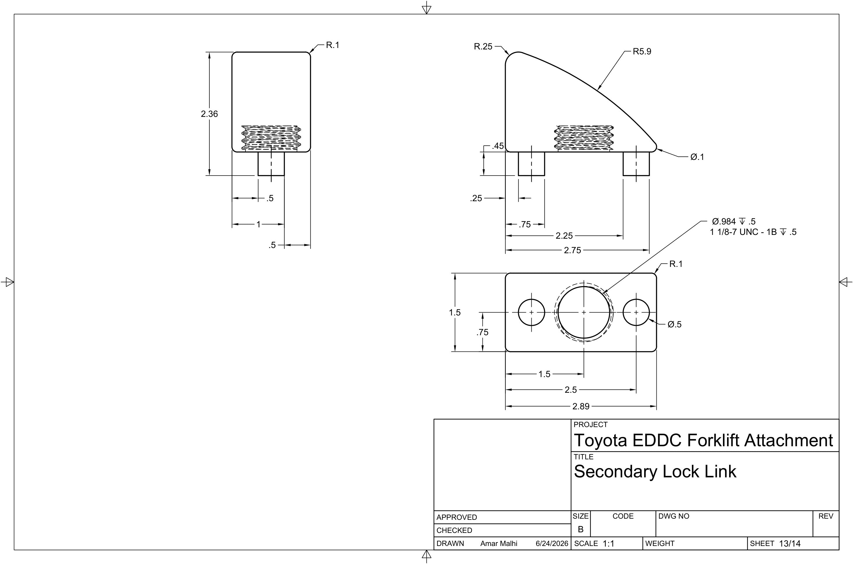 Secondary Lock Link — engineering drawing FA-SHT-013