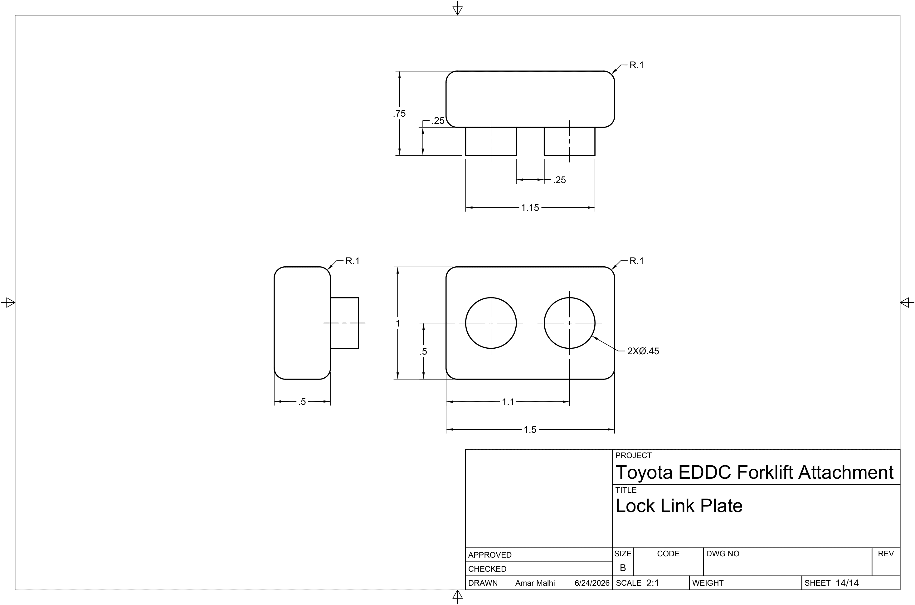Lock Link Plate — engineering drawing FA-SHT-014